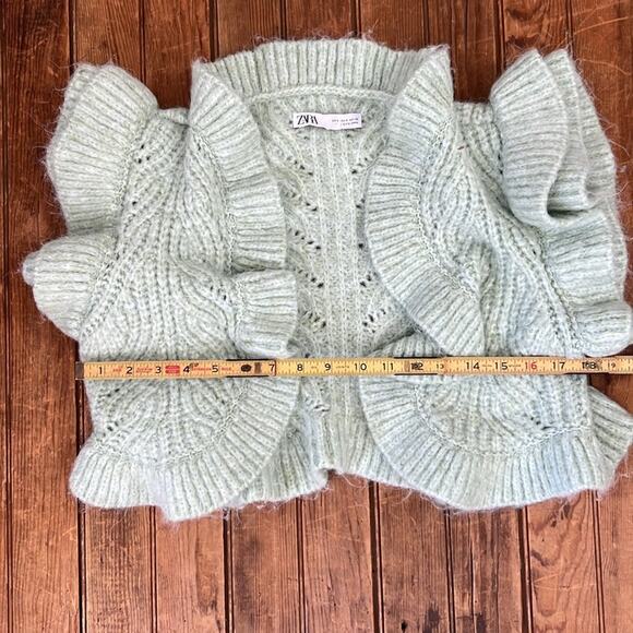 Zara women’s ruffled sleeveless open front cropped cardigan sweater size small - Picture 5 of 7